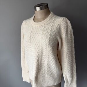 J.Crew Cream Cable Knit Sweater Women’s Large Ivory Wool Blend
